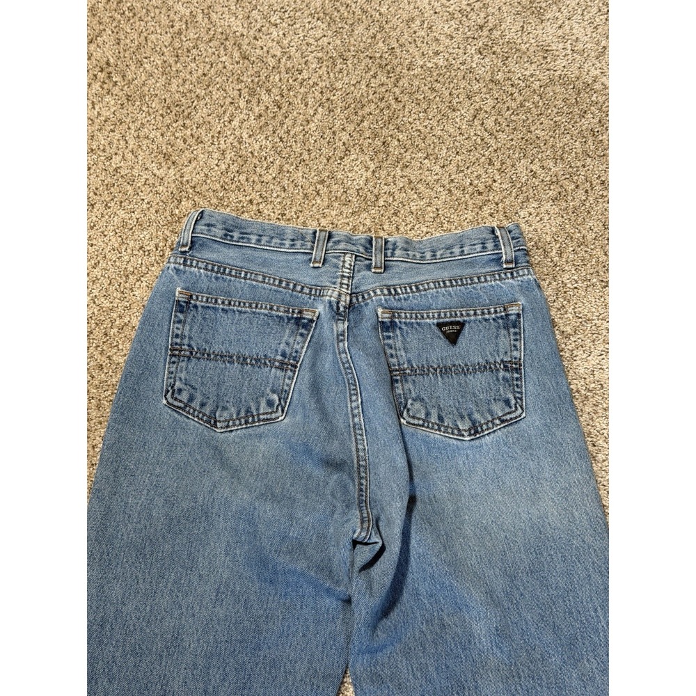 Vintage Guess Jeans Mens 32 Blue Classic Fit Straight Leg Back Logo Y2K 28x29 - Picture 7 of 11